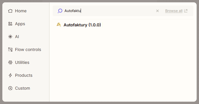 Choose Autofaktury as action