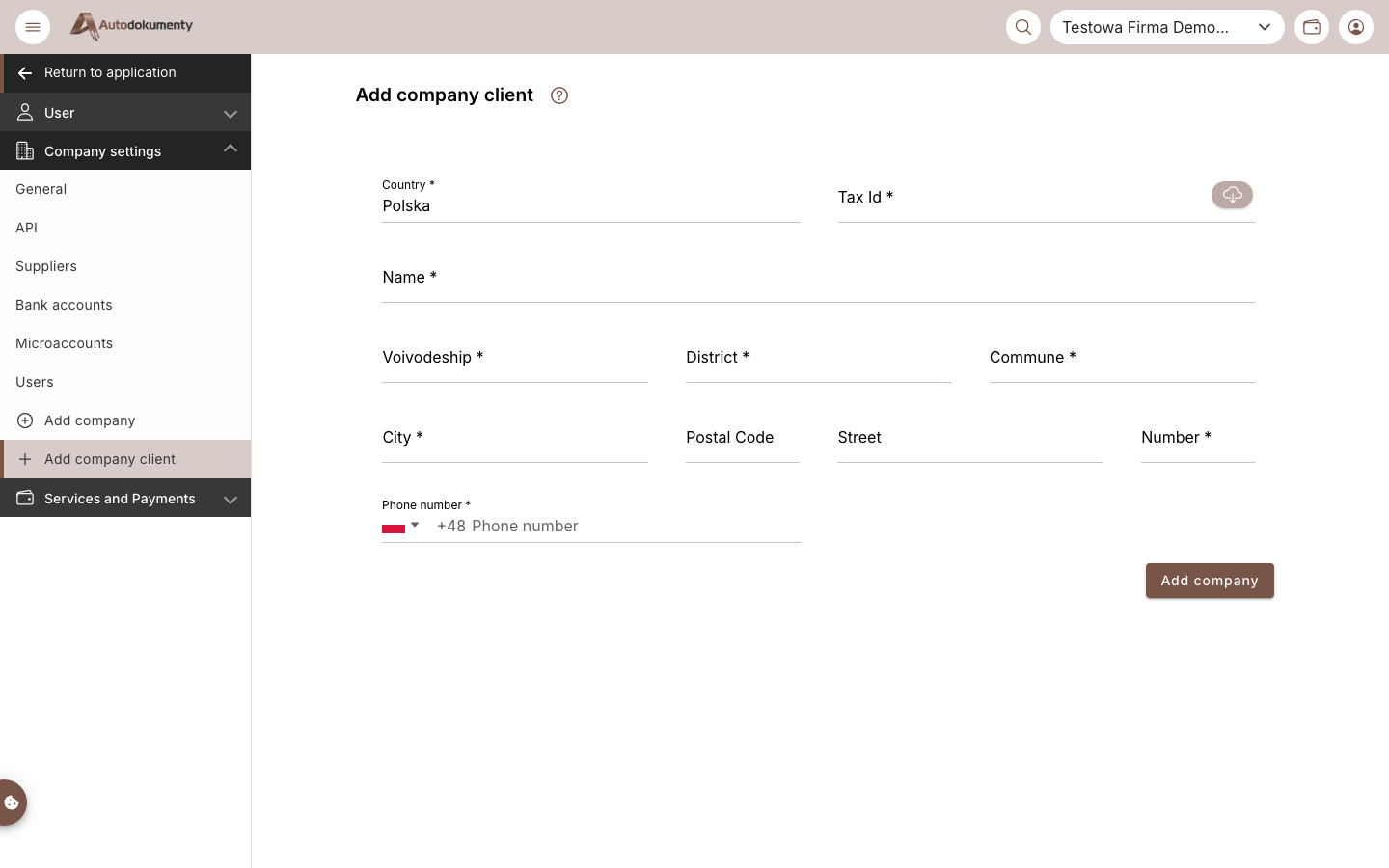 Add company client