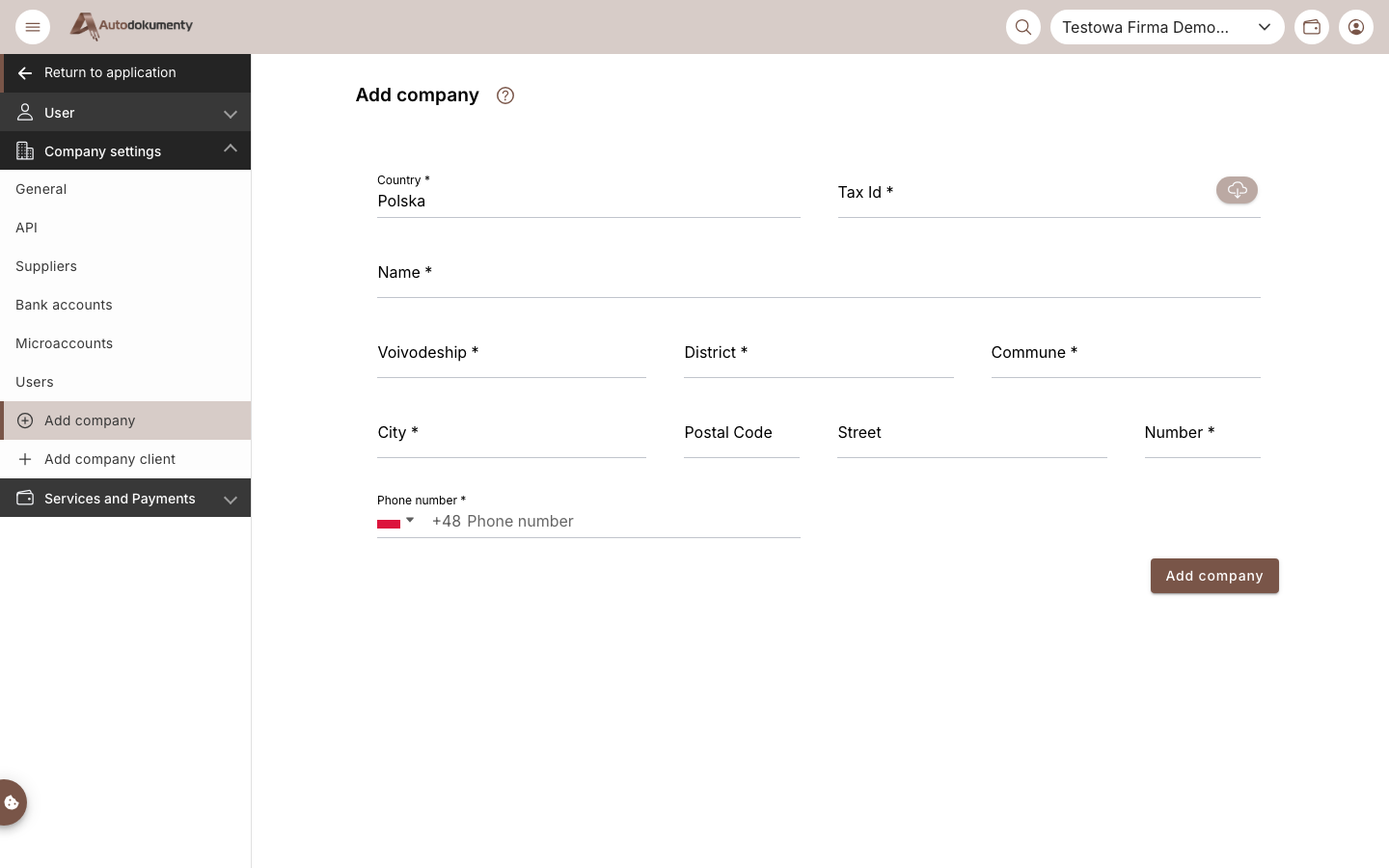 Add company