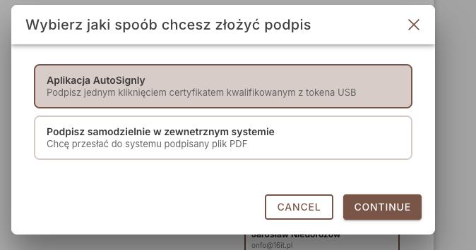 Choose the signing method