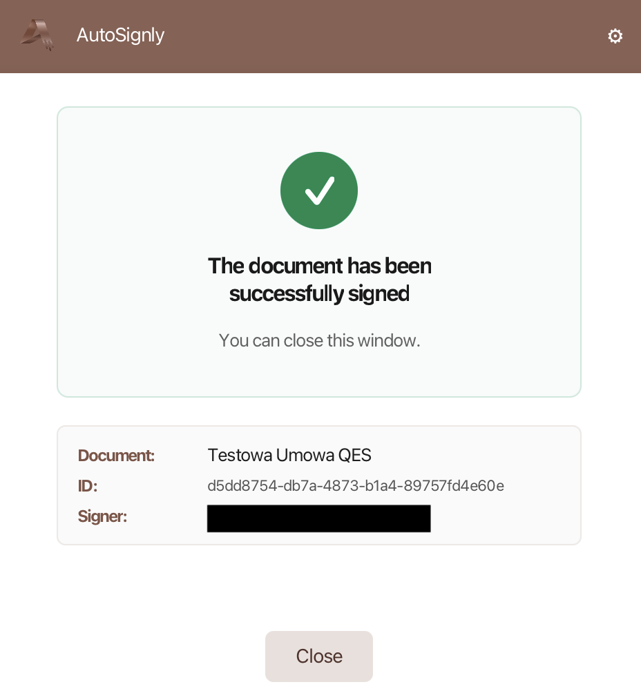 Document signed successfully