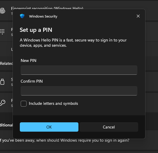 Set up a PIN