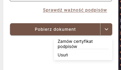 Menu zamówienia certyfikatu