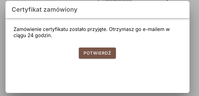 Certyfikat zamówiony