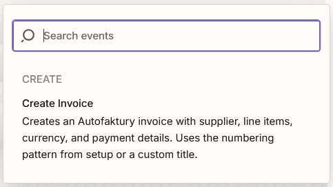 Create Invoice action in Zapier