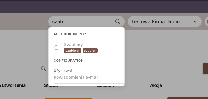 Wyszukiwanie w trakcie pisania — pasujące funkcje