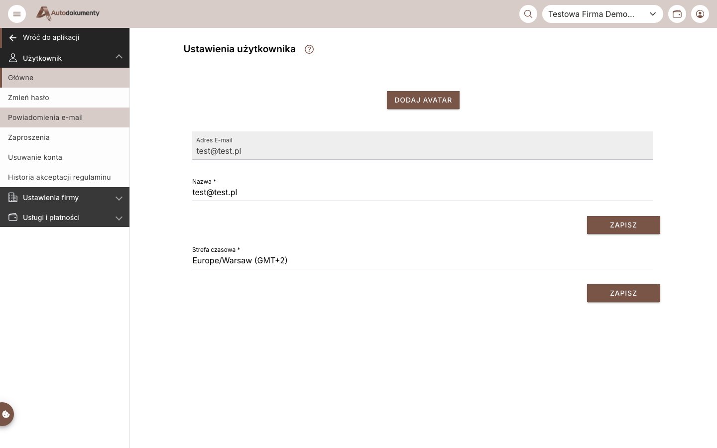 Profil użytkownika